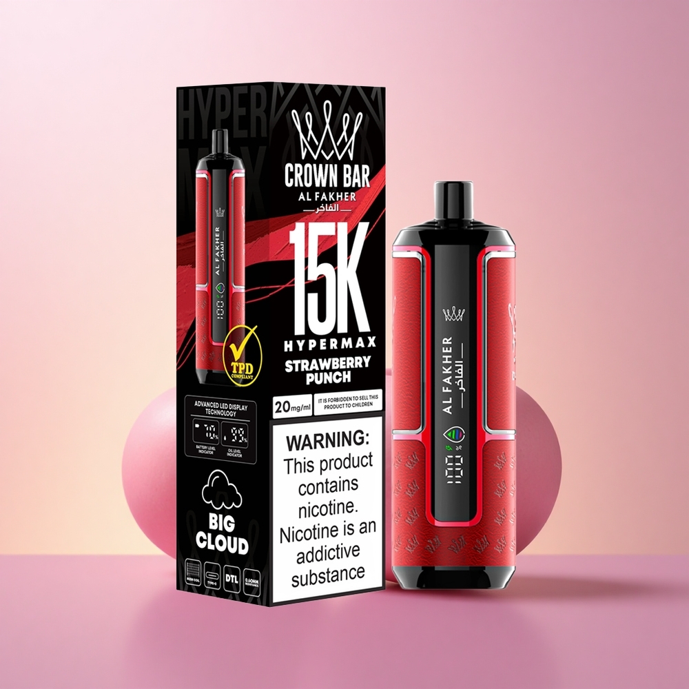 Al Fakher Crown Bar 15K Hypermax Maasikapung 22ml 600mAh Type-C