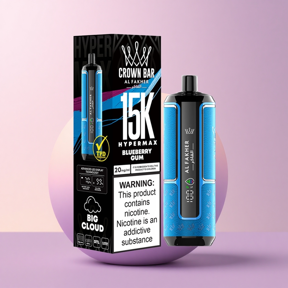 Al Fakher Crown Bar 15K Hypermax Mustikas Näts 22ml 600mAh Type-C