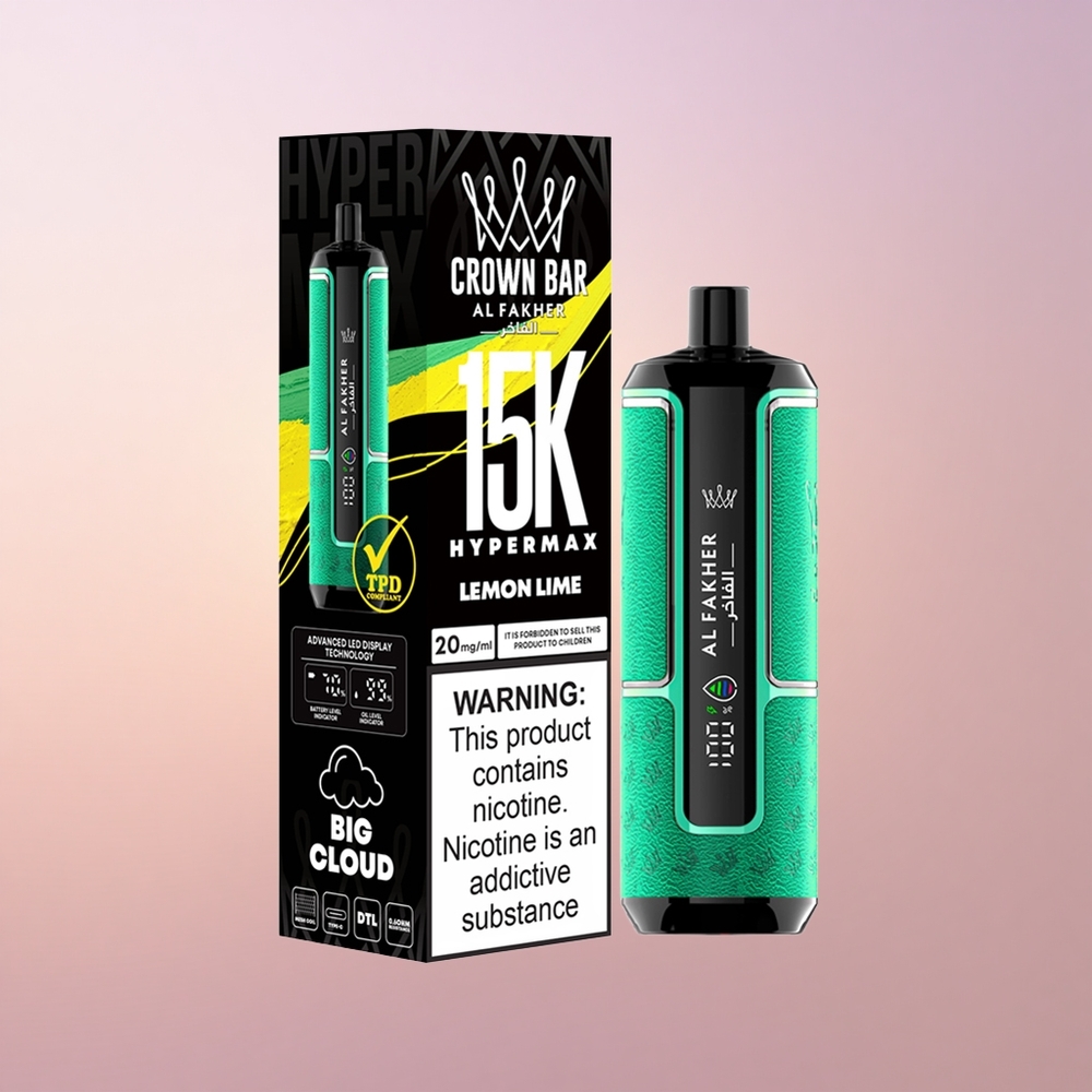 Al Fakher Crown Bar 15K Hypermax Sidrunipirn Väike 22ml 600mAh Tüüp-C
