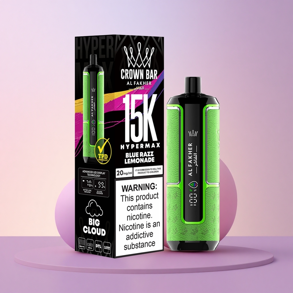 Al Fakher Crown Bar 15K Hypermax Sinise Vaarika-Limonadi Kompaktne 22ml Tüüp-C