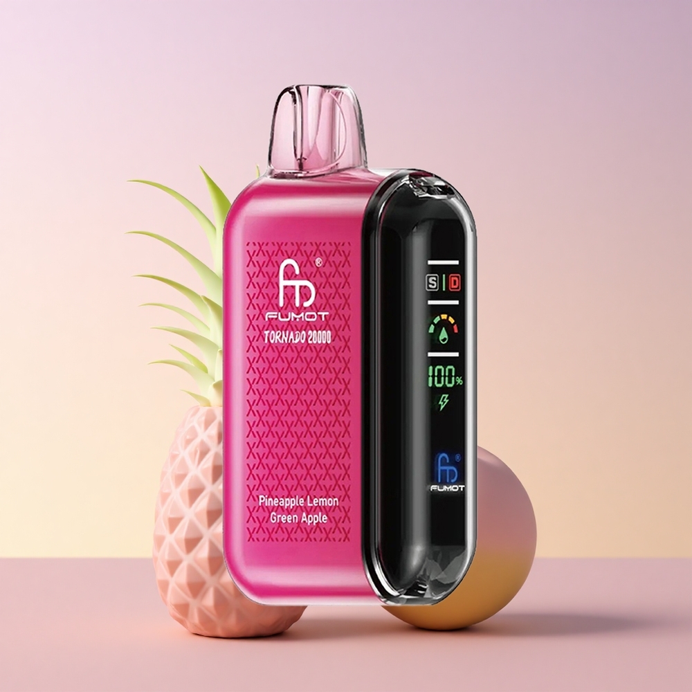 Fumot Tornado 20000 Puffs Ananass Sidrun Roheline Õun Dual Mesh Coil Smart Display