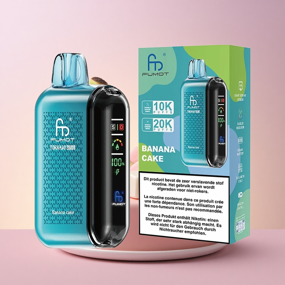 Fumot Tornado 20000 Puffs Banaanikook Kahekordse Võrkkeelega 850mAh
