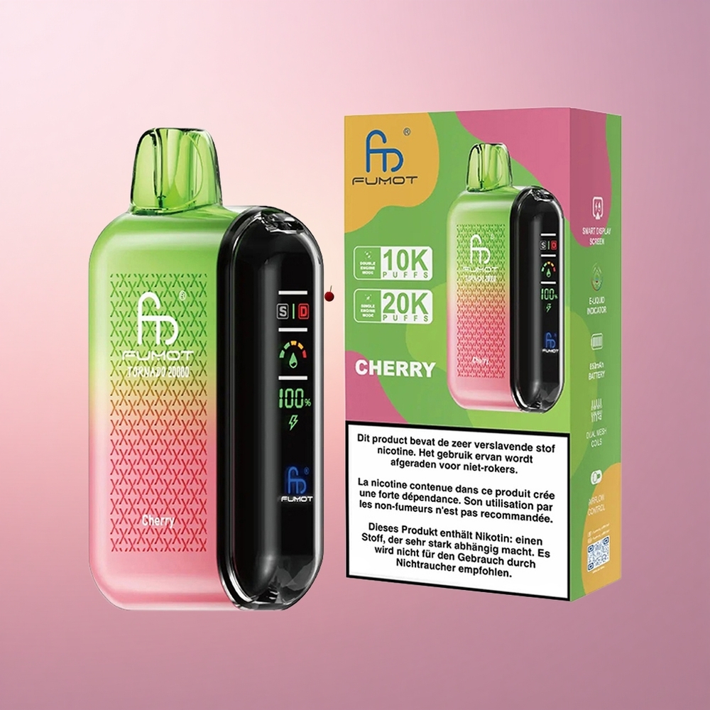Fumot Tornado 20000 Puffs Kirss Kahekordne Võrk 20ml Akutark