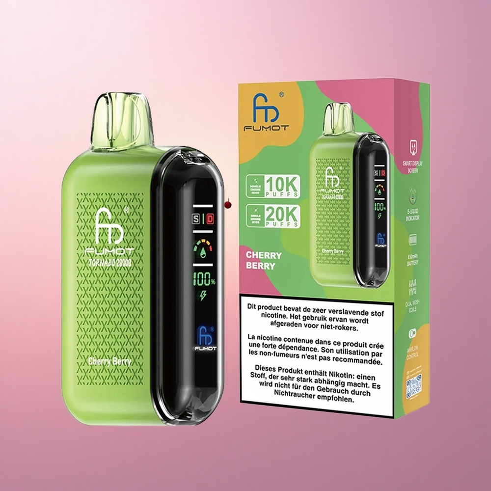 Fumot Tornado 20000 Puffs Kirss-Marja Topeltvõrk 20ml Akulaaditav