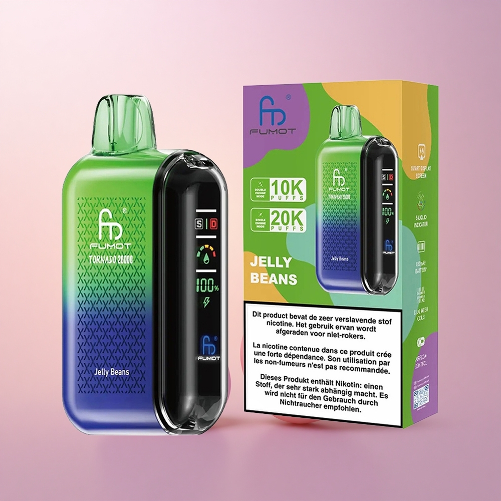 Fumot Tornado 20000 Puffs Kommipulgad Kahekordse Võrkkuumutusega 20ml Mahutiga