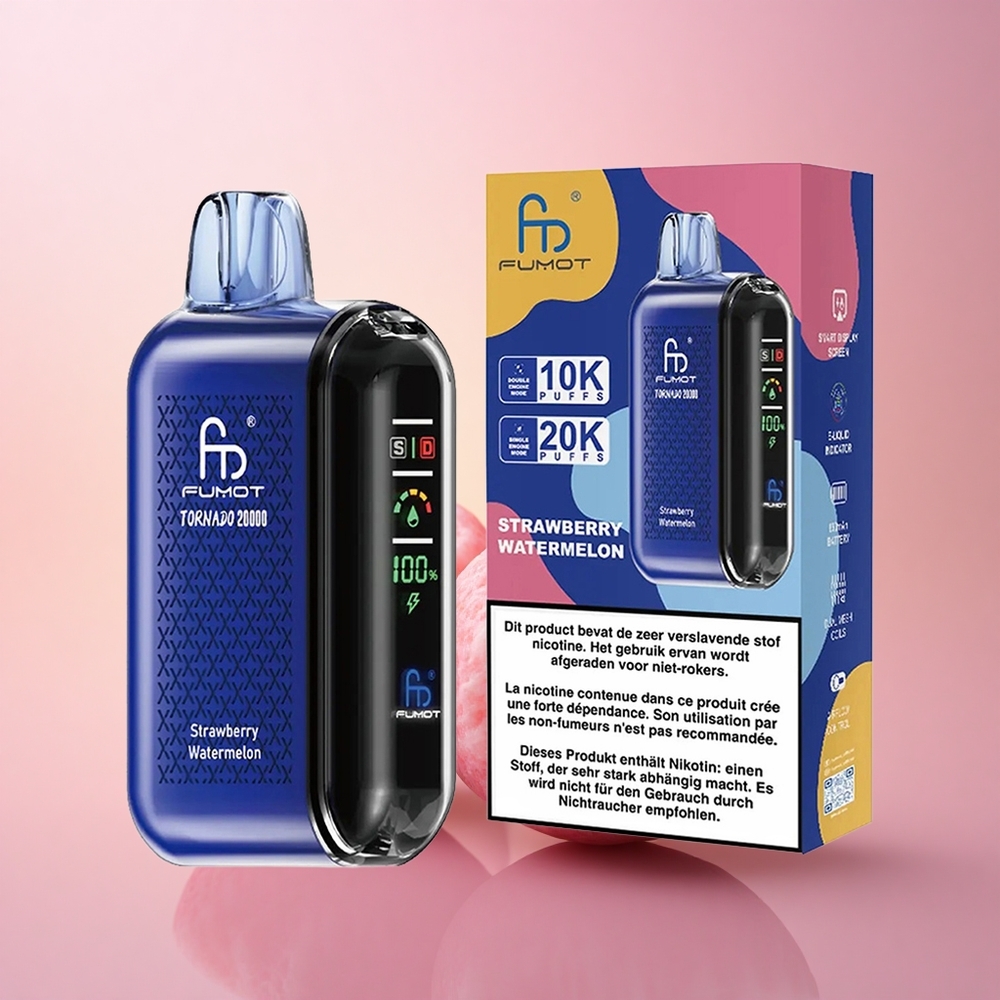 Fumot Tornado 20000 Puffs Maasik-Arbuusi Topeltvõrk-20ml Akulaaditav