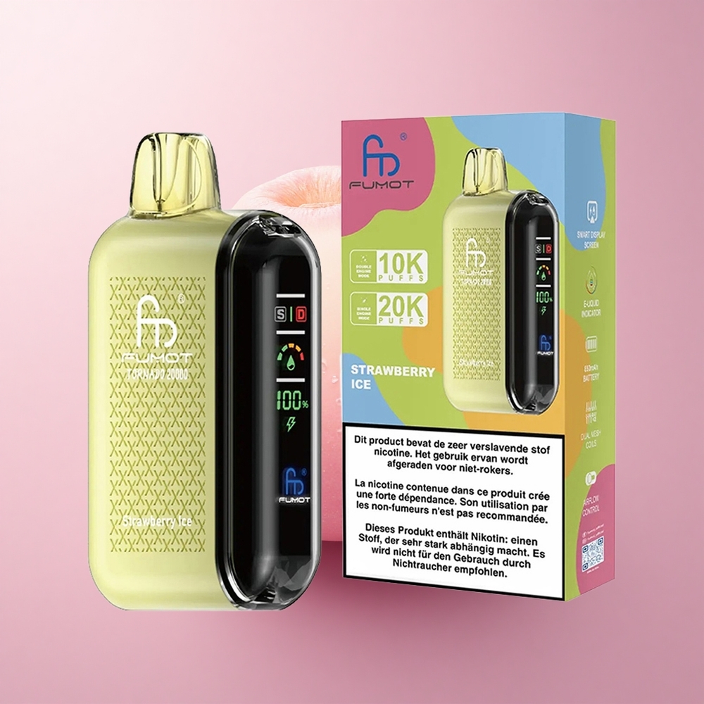 Fumot Tornado 20000 Puffs Maasikajää Dual Mesh Coil Smart Display