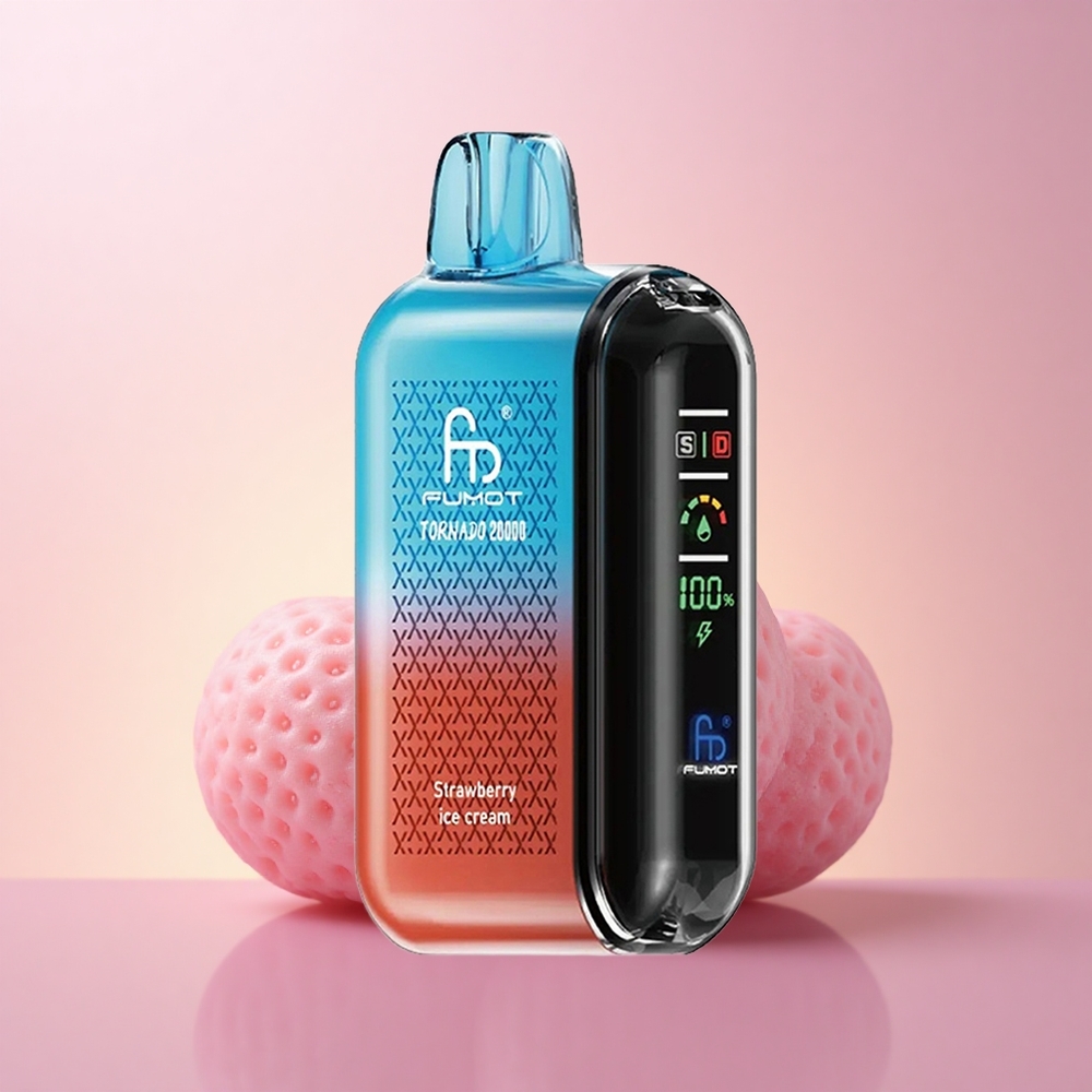 Fumot Tornado 20000 Puffs Maasikajäätise Dual Mesh Coil Smart Display