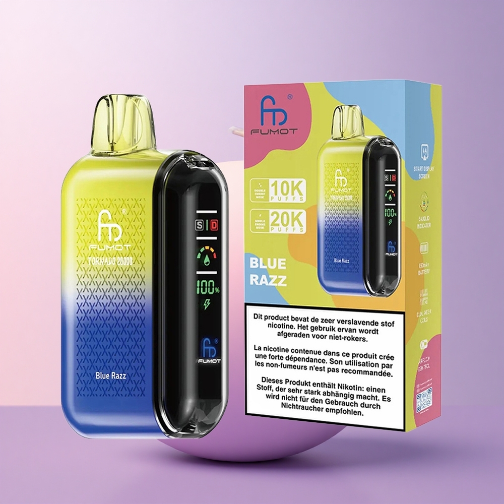 Fumot Tornado 20000 Puffs Sinise Vaarika Kahekordne Võrgusüdamik 20ml Akuga