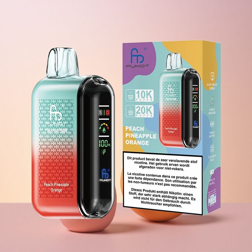 Fumot Tornado 20000 Puffs Virsi Ananass Apelsin 20ml Kahekordne Võrk