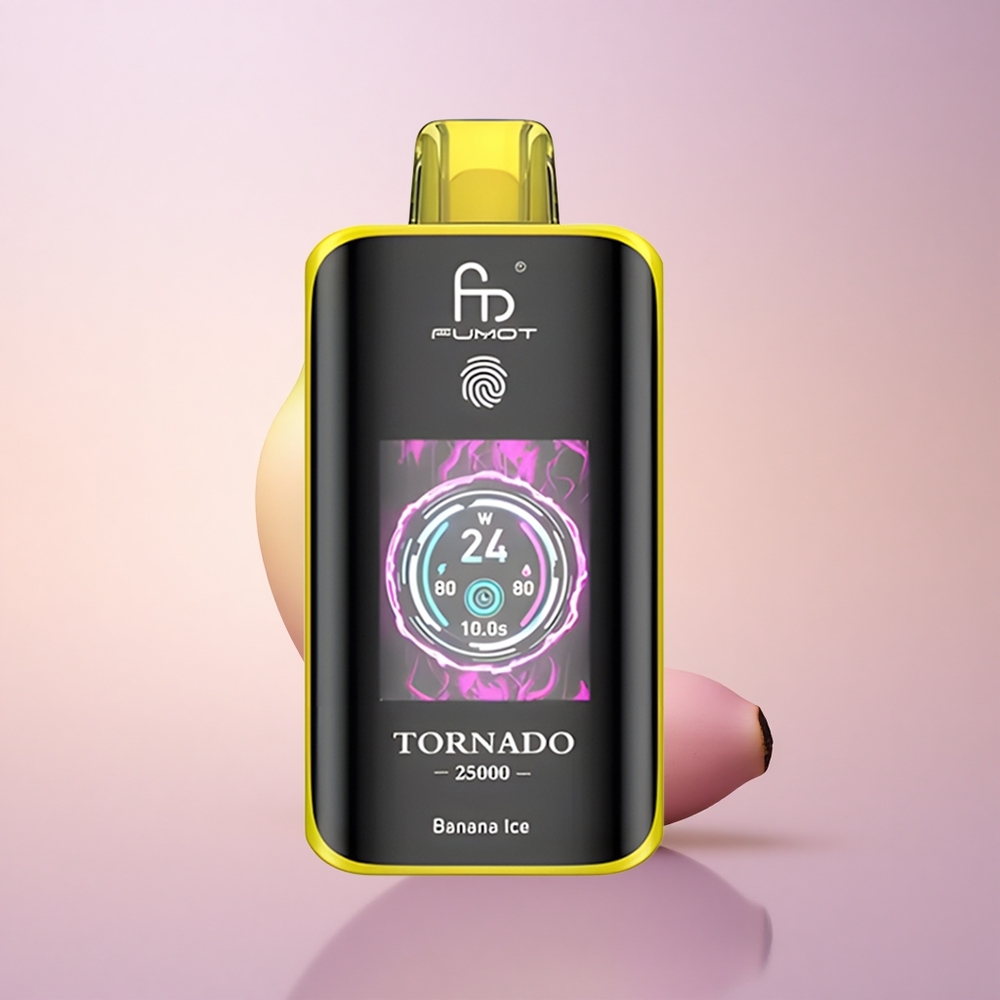 Fumot Tornado 25000 Puffs Banaani Jää HD Ekraaniga 700mAh Laetav