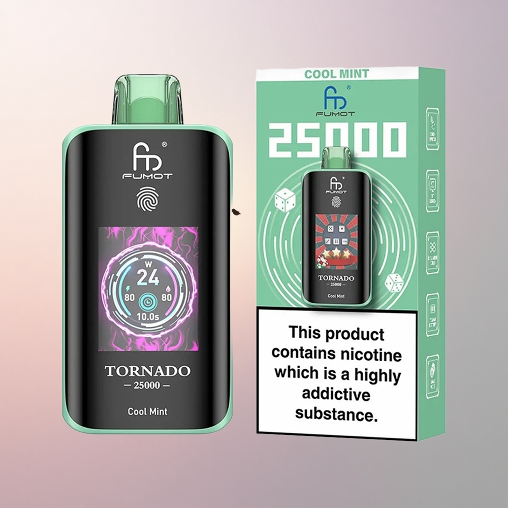 Fumot Tornado 25000 Puffs Jahe Mint HD Ekraaniga 700mAh Laetav Aku