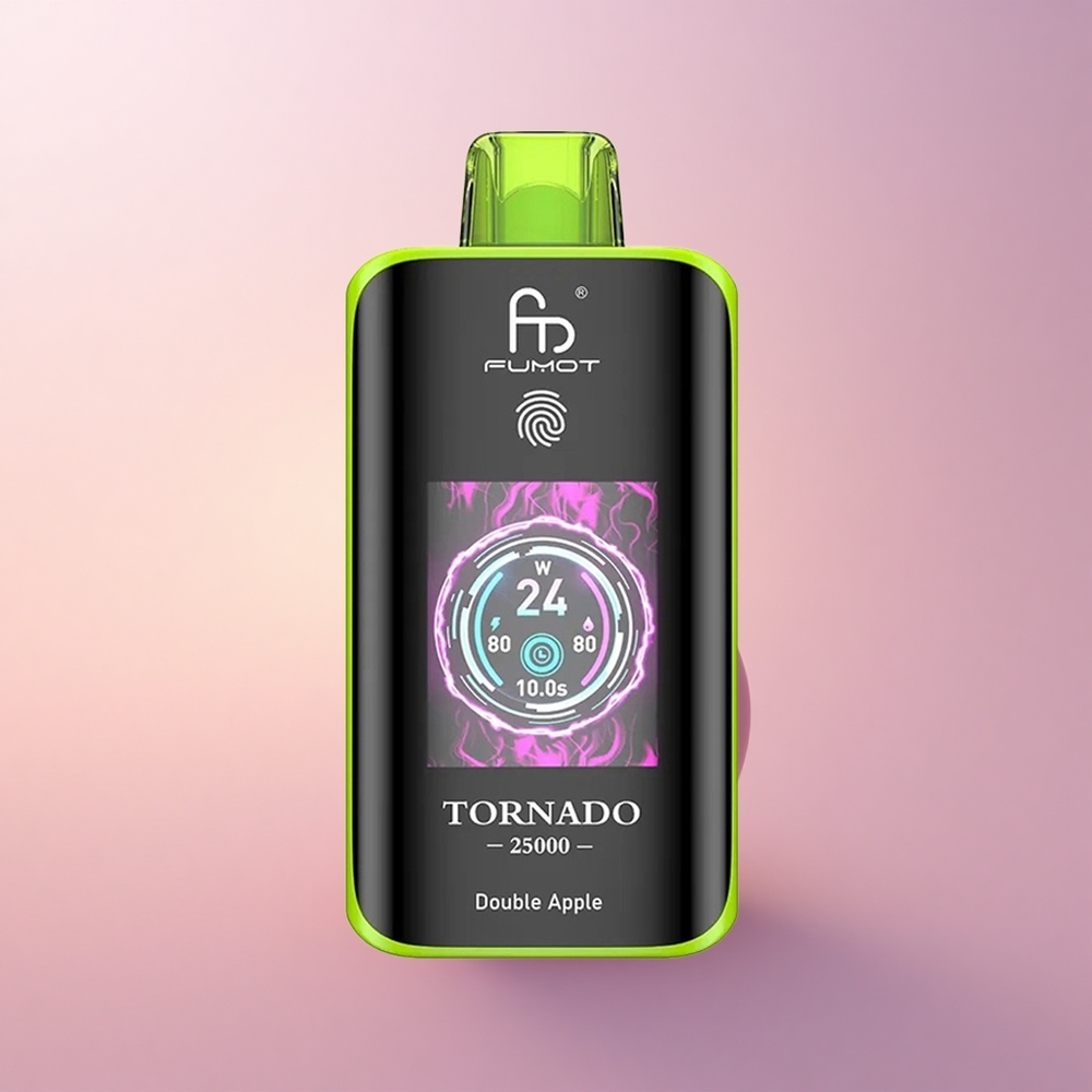 Fumot Tornado 25000 Puffs Kaks Õuna HD Ekraaniga 700mAh Laetav