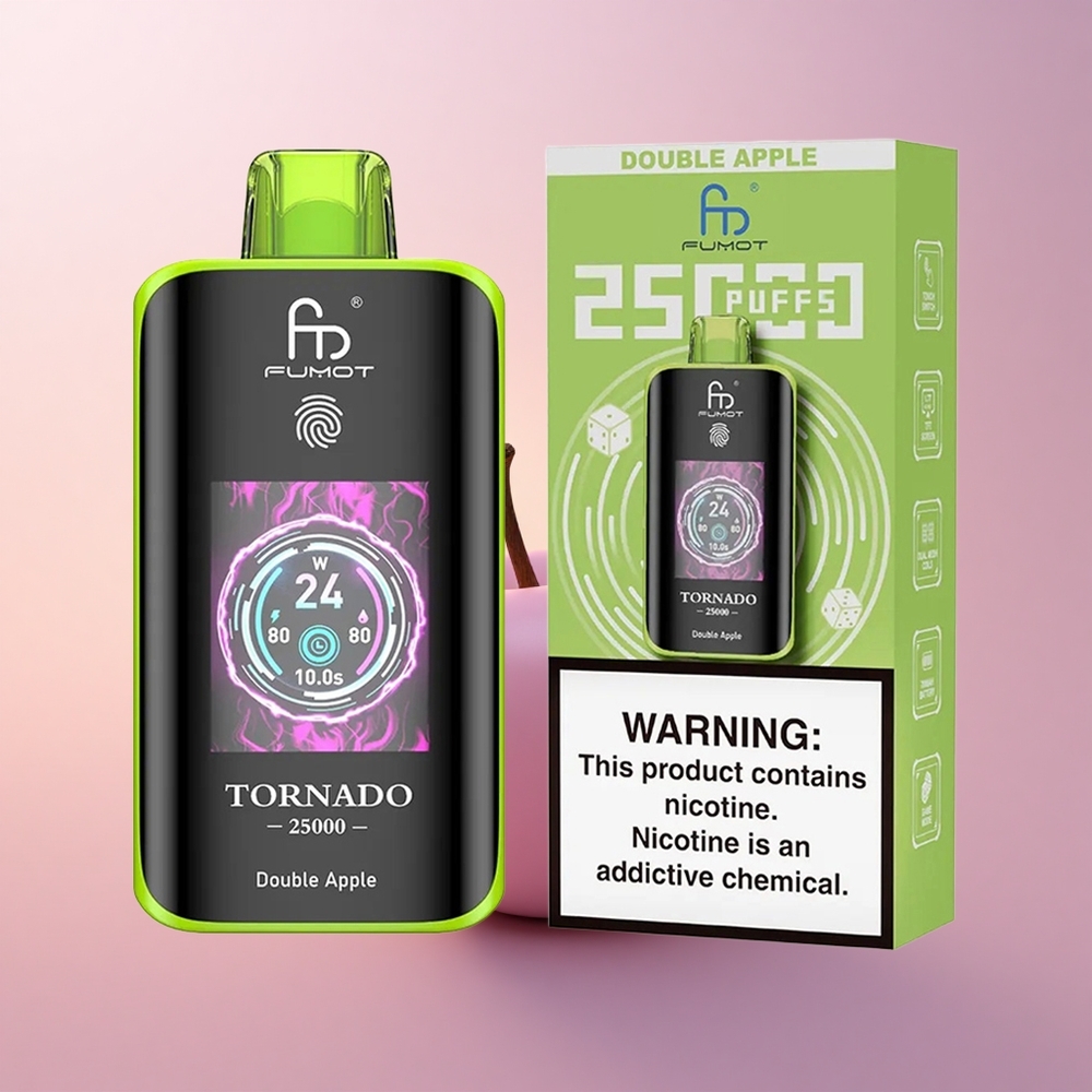 Fumot Tornado 25000 Puffs Kaks Õuna HD Ekraaniga 700mAh Laetav