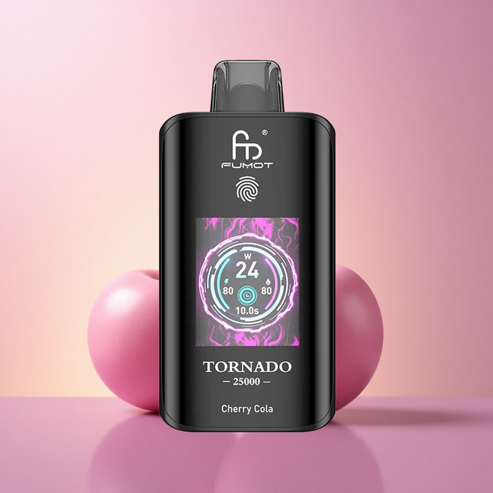 Fumot Tornado 25000 Puffs Kirsi Kola HD Ekraaniga 700mAh Akuga 20ml E-vedelik