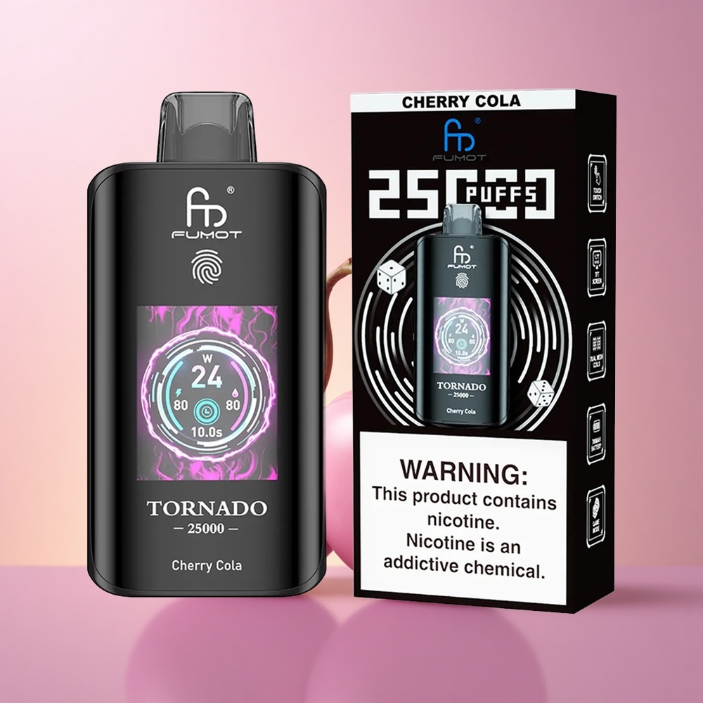 Fumot Tornado 25000 Puffs Kirsi Kola HD Ekraaniga 700mAh Akuga 20ml E-vedelik