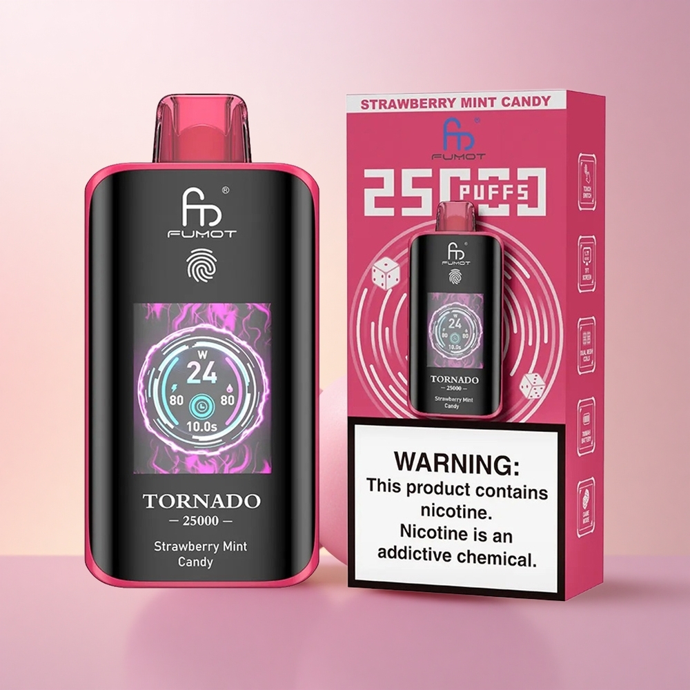 Fumot Tornado 25000 Puffs Maasika-Mündi Kompvek 700mAh Laetav Patarei 20ml E-vedelik