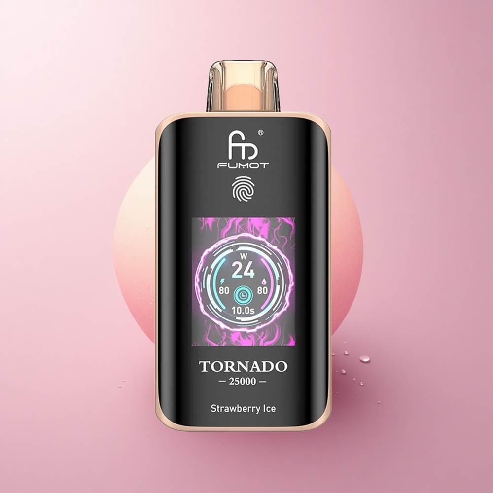 Fumot Tornado 25000 Puffs Maasikajää HD Ekraan 700mAh Laaditav 20ml E-vedelik