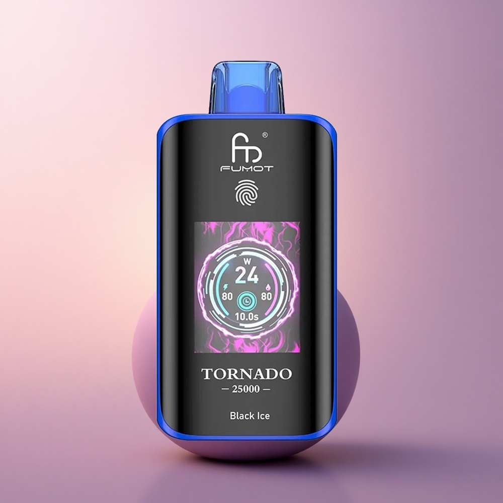 Fumot Tornado 25000 Puffs Must Jää HD Ekraan 700mAh