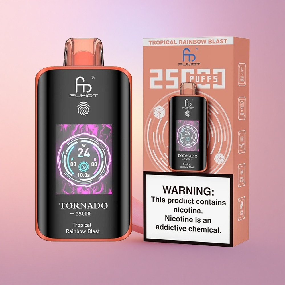 Fumot Tornado 25000 Puffs Troopiline Vikerkaare Plahvatus 700mAh 20ml 0-5 Nikotiini