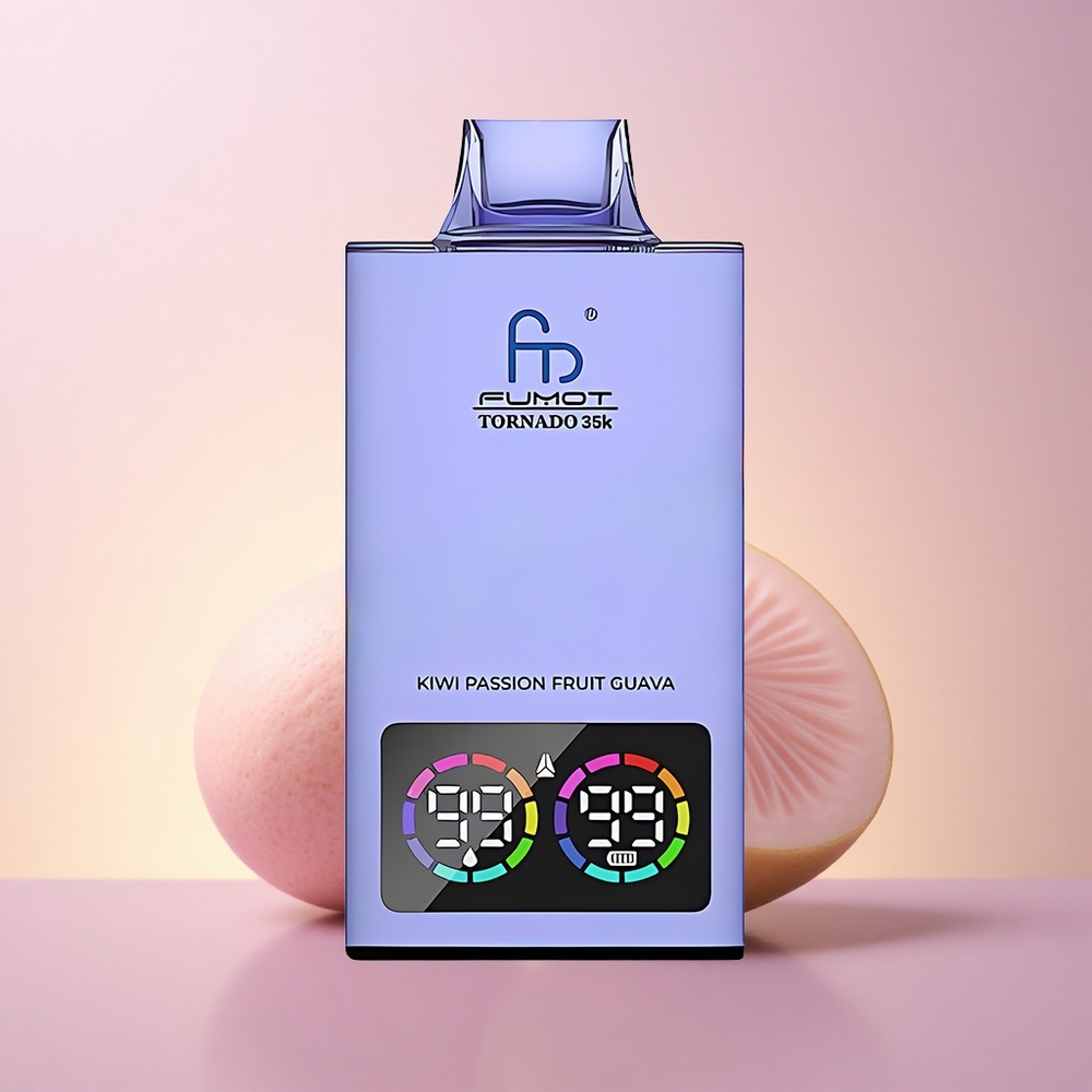 Fumot Tornado 35000 Puffs Kiivi Maracuya Guava Dual Mesh Koil Kiirlaadimine E-vedeliku Näidik