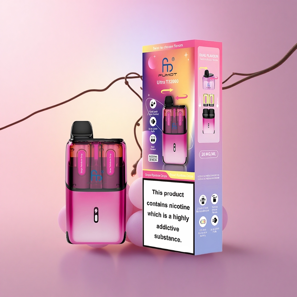 Fumot Ultra T32000 Puffs Viinamarja Vikerkaare Tilgad - Maasika Vikerkaare Tilgad 800mAh Tüüp-C Kiirlaadimine 24ml