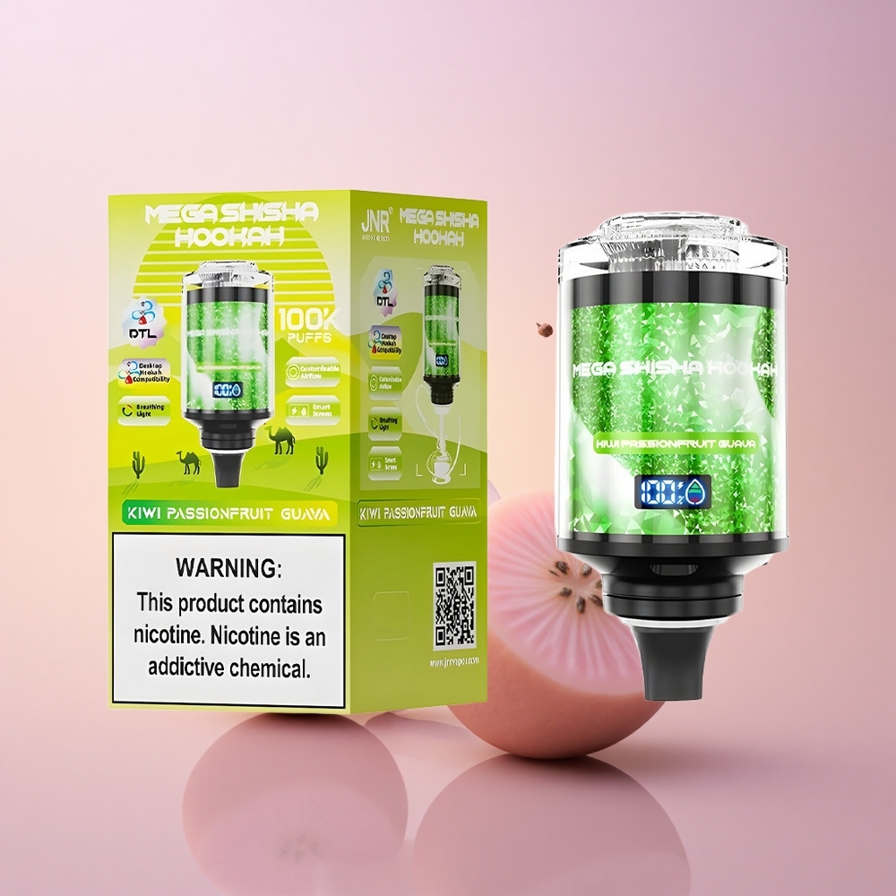 JNR Mega Shisha Hookah 100K Kiivi-Marakuaja-Guava 2200mAh Tüüp-C
