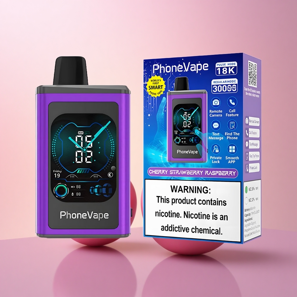 JNR PhoneVape 30000 Kirss Maasikas Vaarikas 850mAh Laetav Kaugkaamera Lukustus