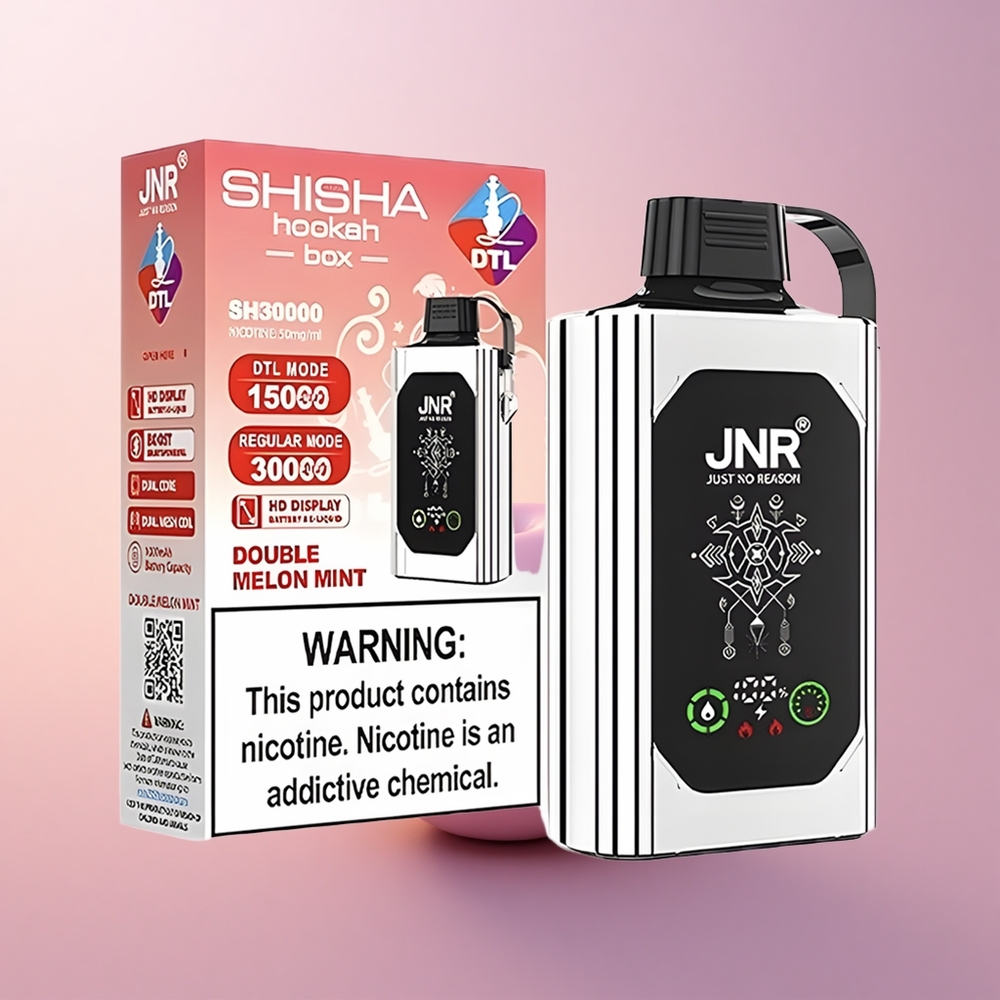 JNR Shisha Hookah Box 20500 Kaks Õuna Dual Mesh Coil  25ml Vedelikuga