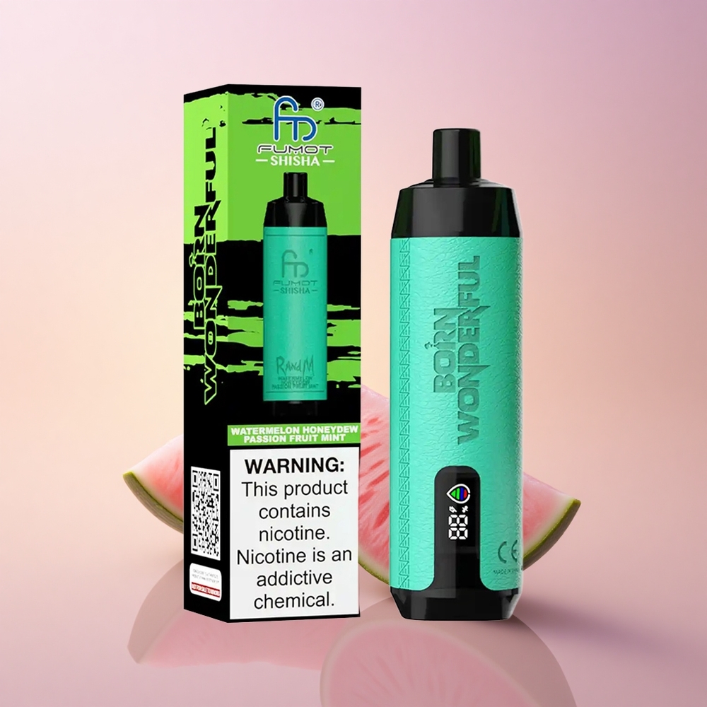 RandM Fumot Shisha 10000 Puffs Arbuusi Melon Kirg Punane Münt LED 18ml 06ohm