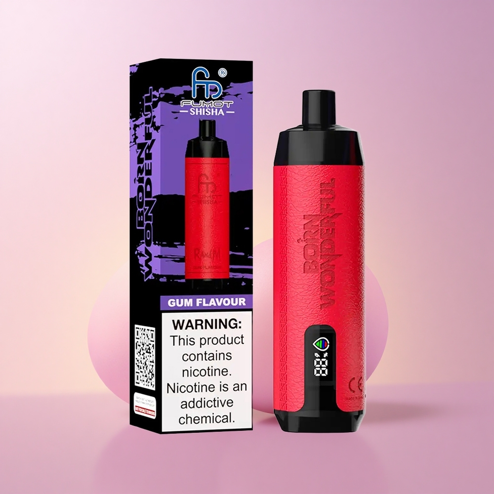 RandM Fumot Shisha 10000 Puffs Naudi Närimiskummi Maitsega 18ml e-vedelikuga 850 mAh aku ja 06ohm Mesh Coiliga