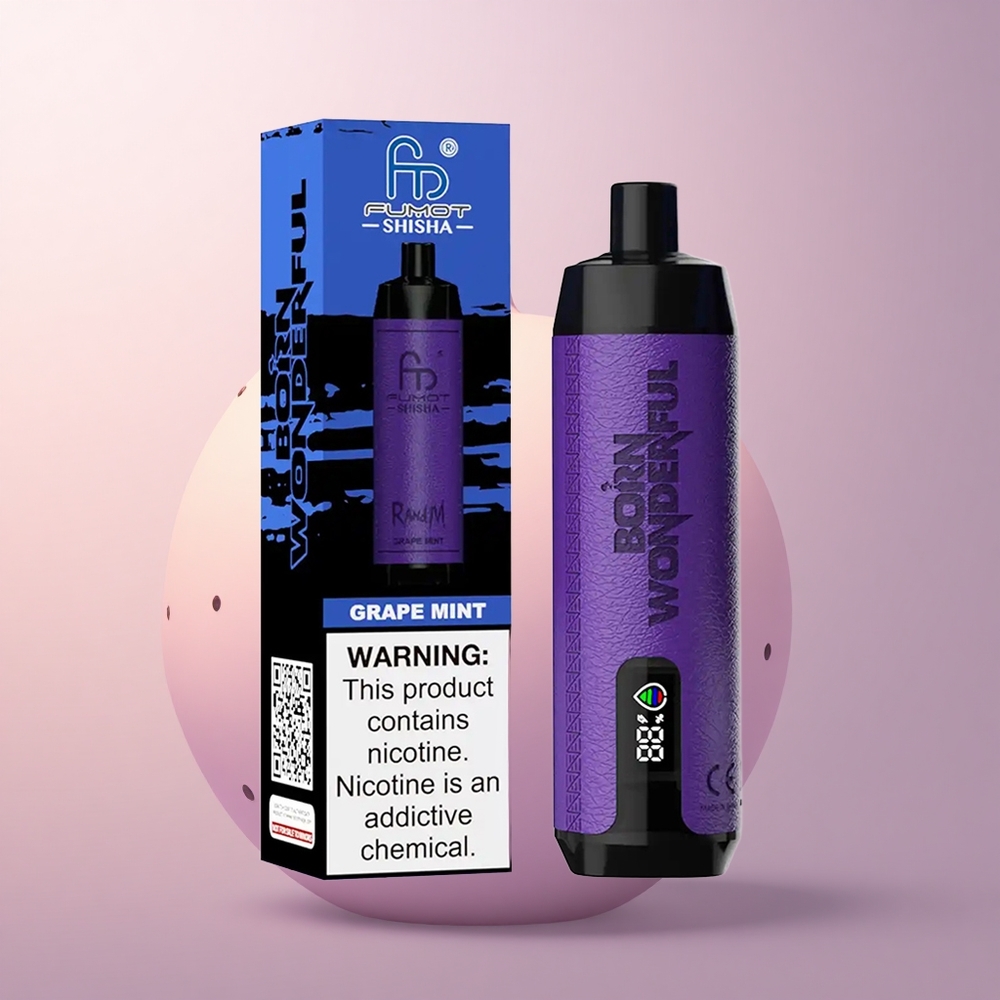 RandM Fumot Shisha 10000 Puffs Viinamarja-Mündi Tüüp-C 18ml 06ohm