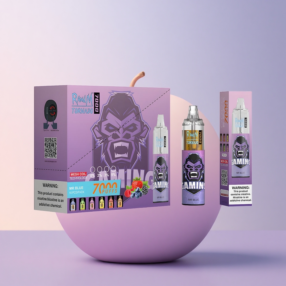 RandM Fumot Tornado 7000 Puffs Dr Sinine 14 ML Mesh Coil Tüüp-C Pordiga