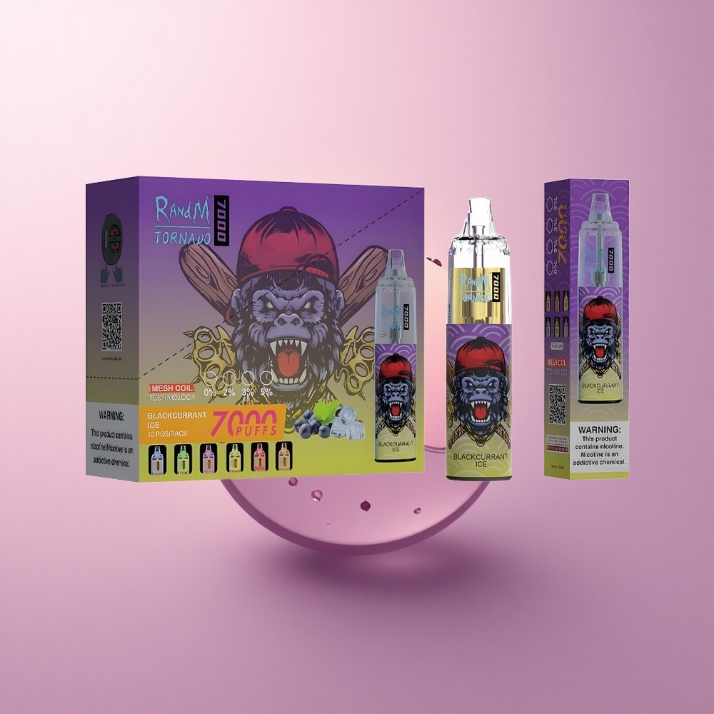 RandM Fumot Tornado 7000 Puffs Mustika-Mesimuna Jää 14ml Mesh Südamikuga