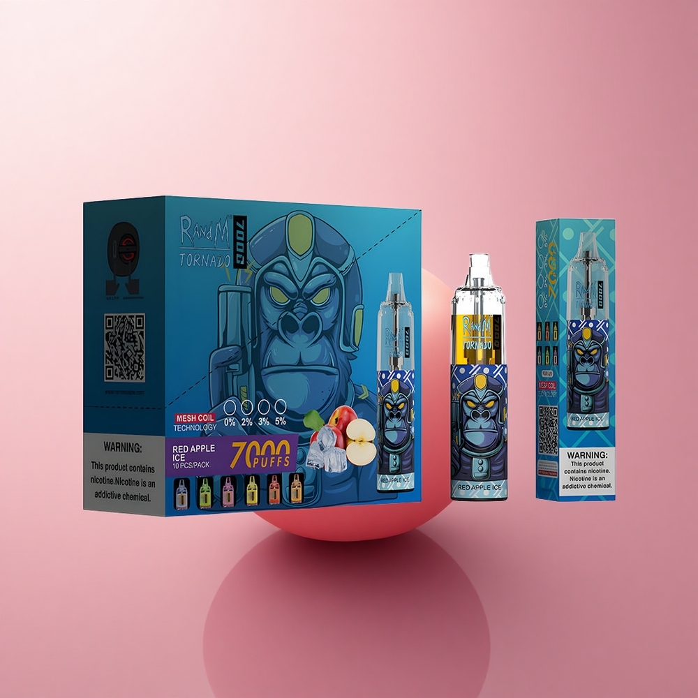 RandM Fumot Tornado 7000 Puffs Punane Õunajää Mesh-Tüüp Koil 14 ML Nikotiin