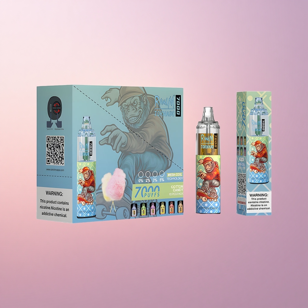 RandM Fumot Tornado 7000 Puffs Värvi-magus Mesihelves 14ML Tüüp-C Gaasireguleeritav