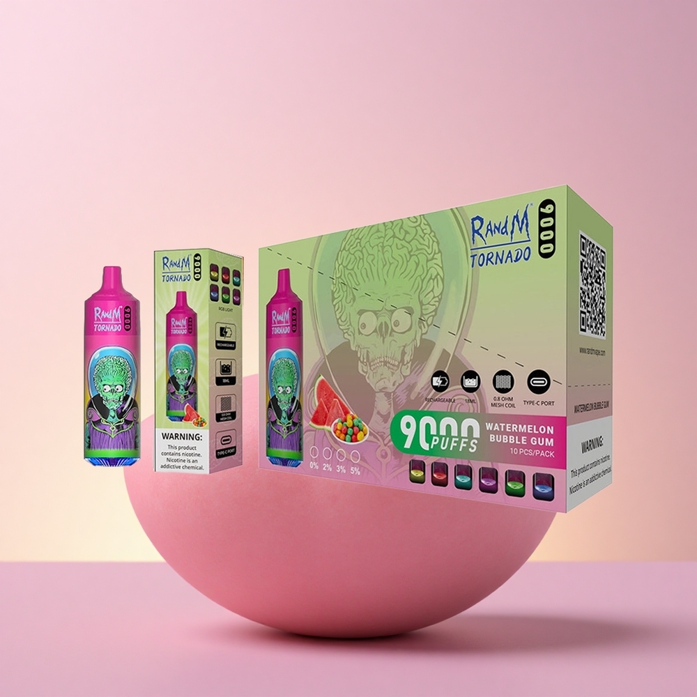 RandM Fumot Tornado 9000 Puffs Arbuusi Mullgummi 18 mL Võrkvici RGB Ekraan