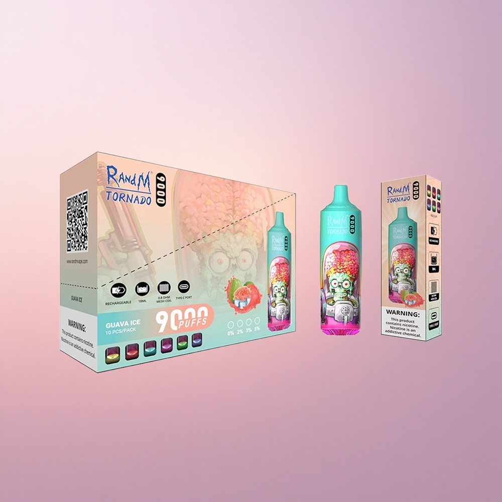 RandM Fumot Tornado 9000 Puffs Guava Jää 850 mAh Laetav 18 mL Võrkpooli