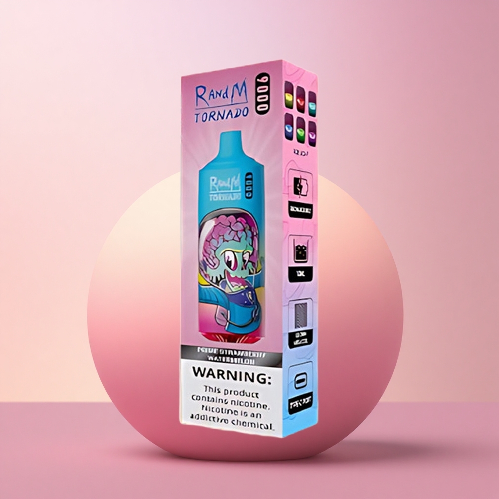 RandM Fumot Tornado 9000 Puffs Prime Maasikas-Arbuus Vesi 850 mAh Laetav 18 mL Mesh-mähis