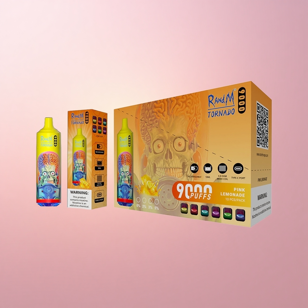 RandM Fumot Tornado 9000 Puffs Roosa Sidrunivesi 9000 Puhangut 850 mAh 18 mL Võrgusüdamikuga