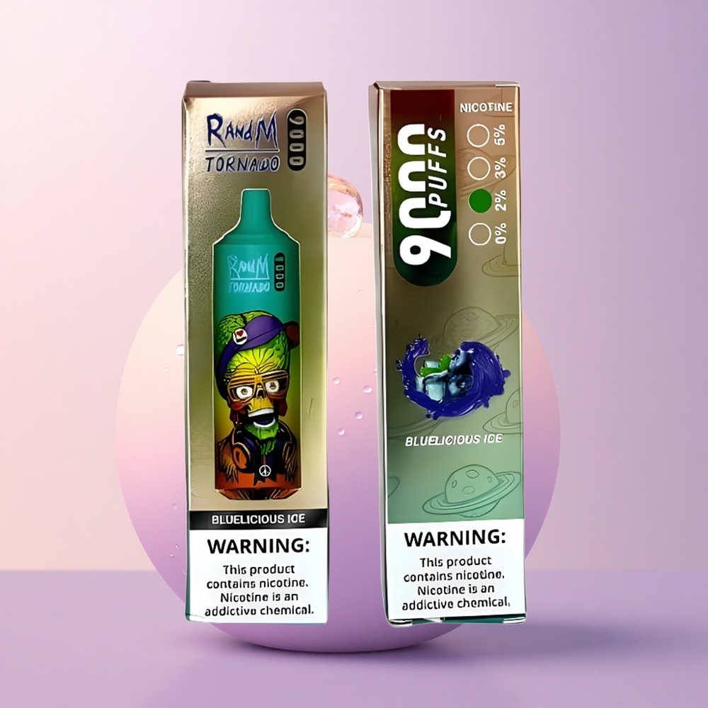 RandM Fumot Tornado 9000 Puffs Sinivõrkus Jää 9000 Suutmist Mesh Koiuga RGB Ekraaniga