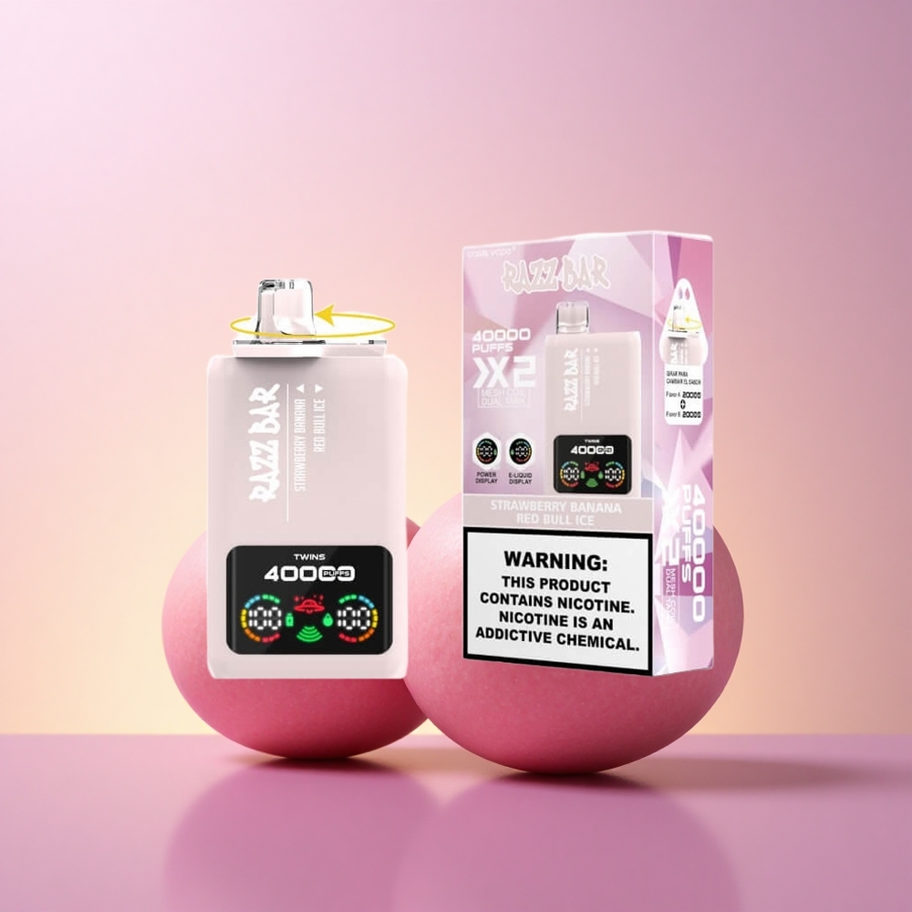Razz Bar 40000 Puffs Maasika-Banaani Punane Jää 650mAh Mesh Coil