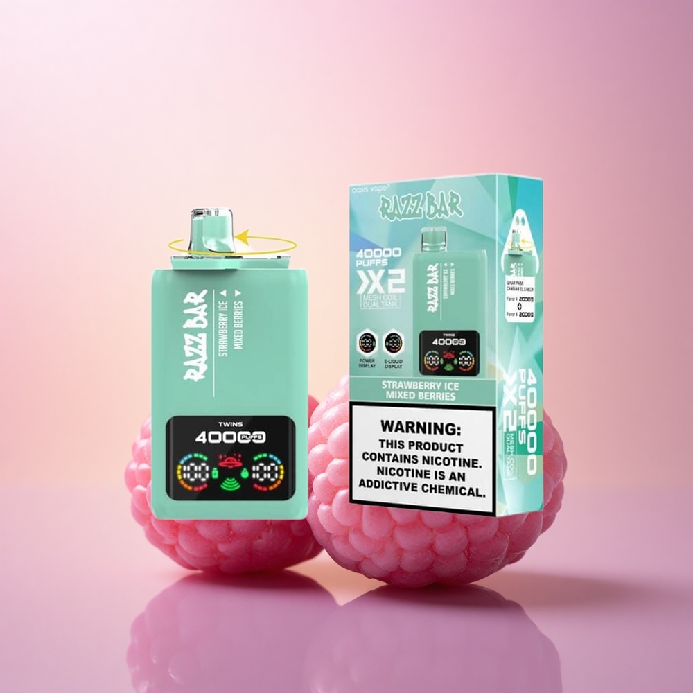 Razz Bar 40000 Puffs Maasika-Jäämarja 2x10Ohm Mesh Coil Type-C