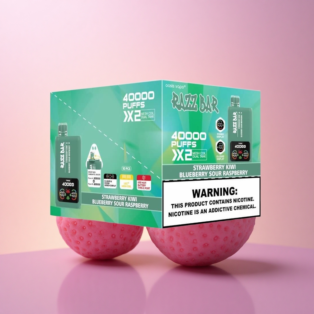 Razz Bar 40000 Puffs Maasika-Kiivi - Mustika Hapukas Vaarikas Tüüp-C Pordiga 25 Nikrooni Sisaldusega