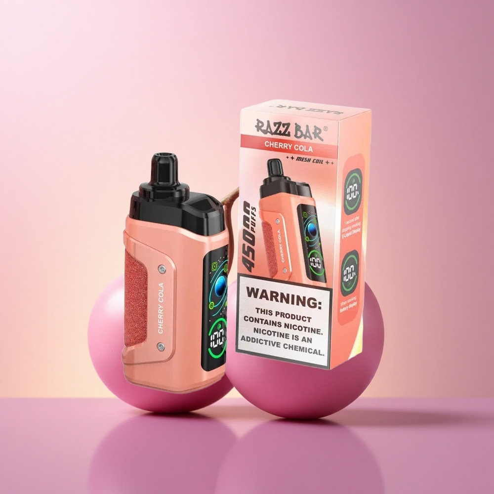 Razz Bar 45000 Puffs Kirsi-Koola 10 Ohm Võrkkeermega Hägustav Vape