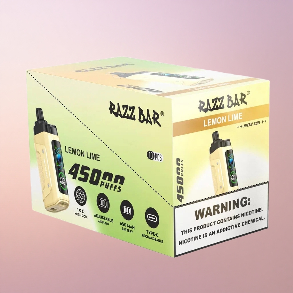 Razz Bar 45000 Puffs Laimi-Limi Mesh 10 Ohm Õhureguleeritav