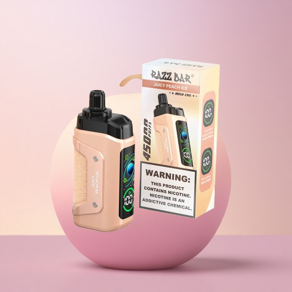 Razz Bar 45000 Puffs Mahlane Virsikujää Tüüp-C Laetav 650 Mah