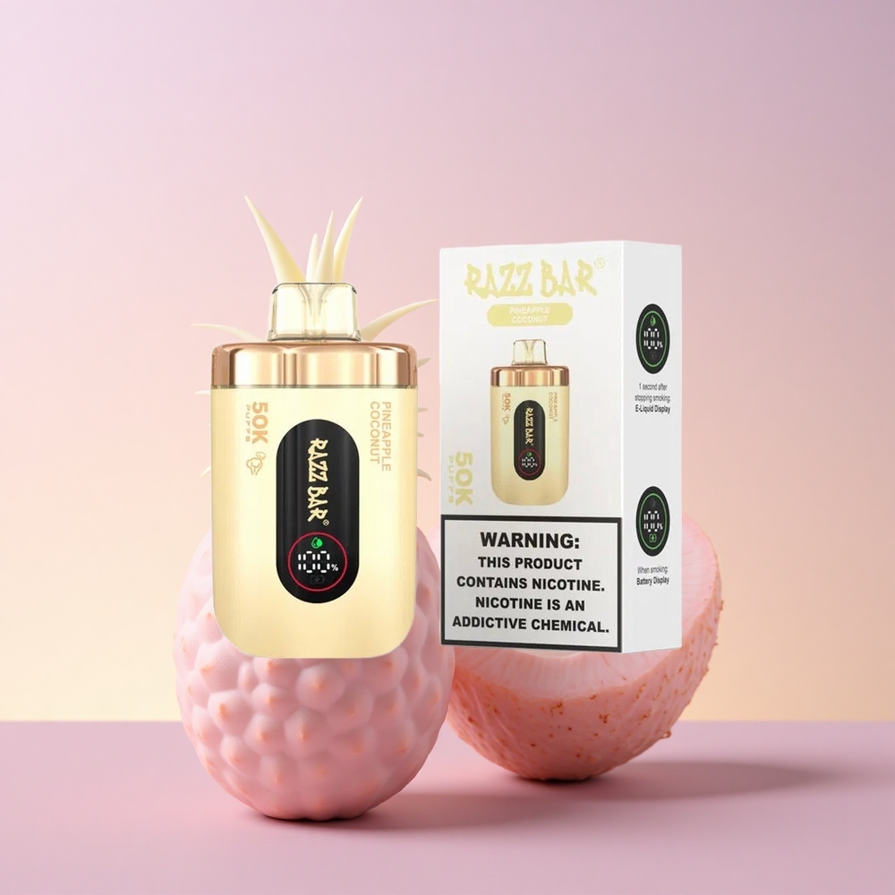 Razz Bar 50K Puffs Ananass Kookospähkel Mesh Patarei Nikotiin