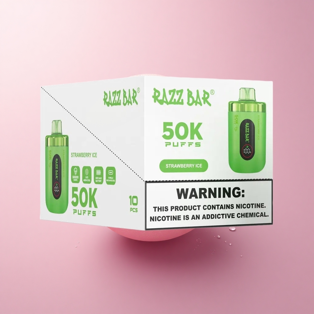 Razz Bar 50K Puffs Maasikajää 10 Ohm Tüüp-C