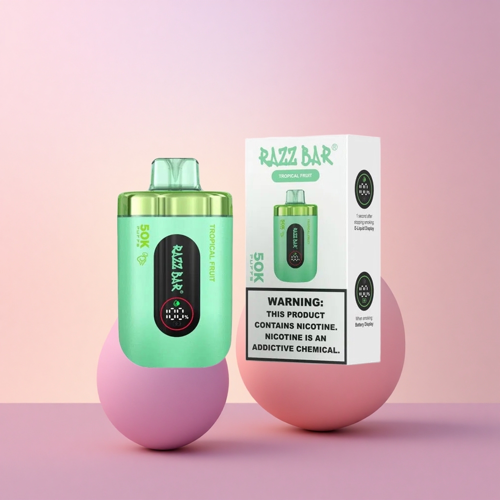 Razz Bar 50K Puffs Troopiline Puuvilja 2 Nikotiini Tüüp-C Laaditav 10 Ohm Võrkpool